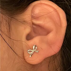 Bow sterling silver earrings studs
